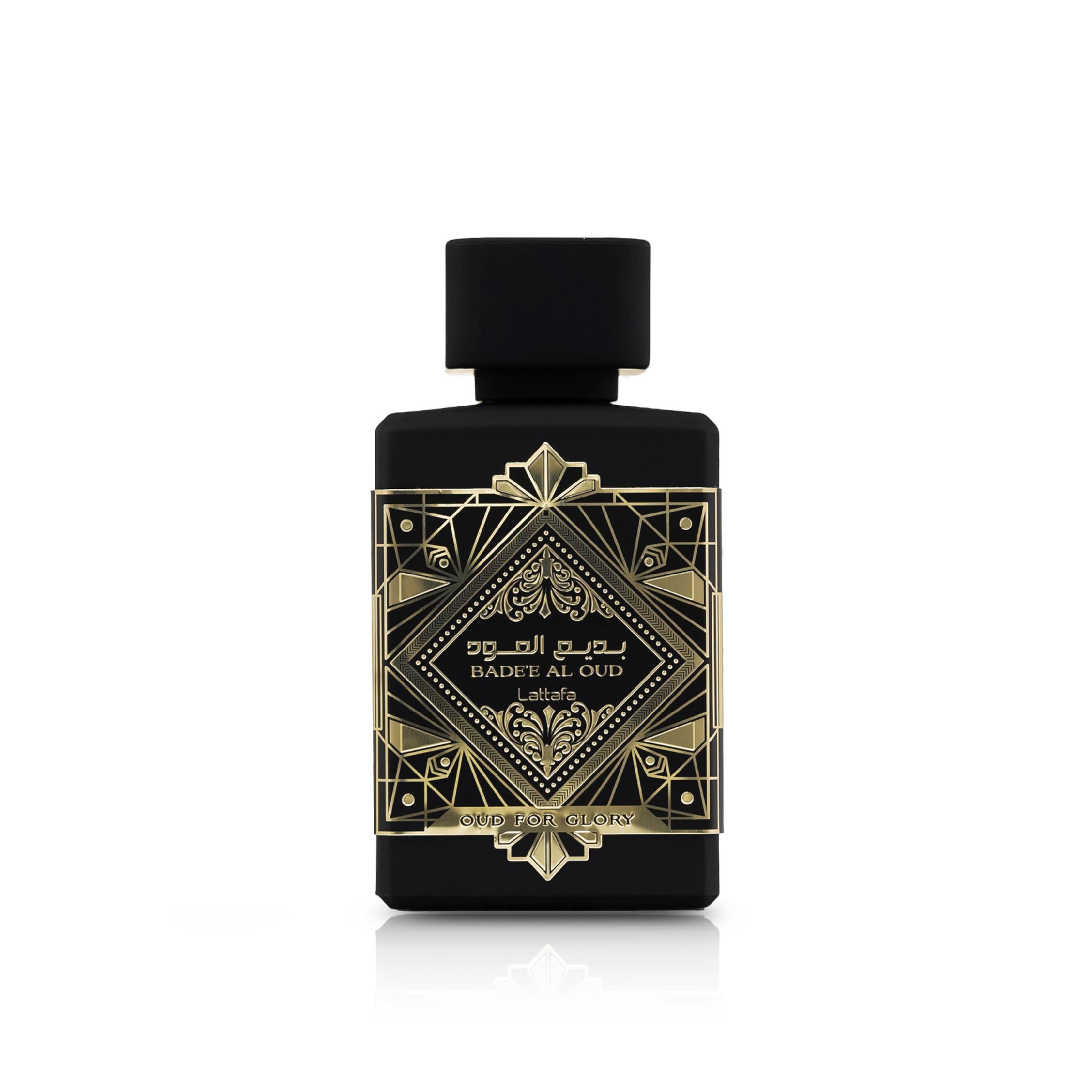 LATTAFA – OUD FOR GLORY unisex parfumflacon op witte achtergrond met oud hout, amber en patchouli – een krachtige en majestueuze geur